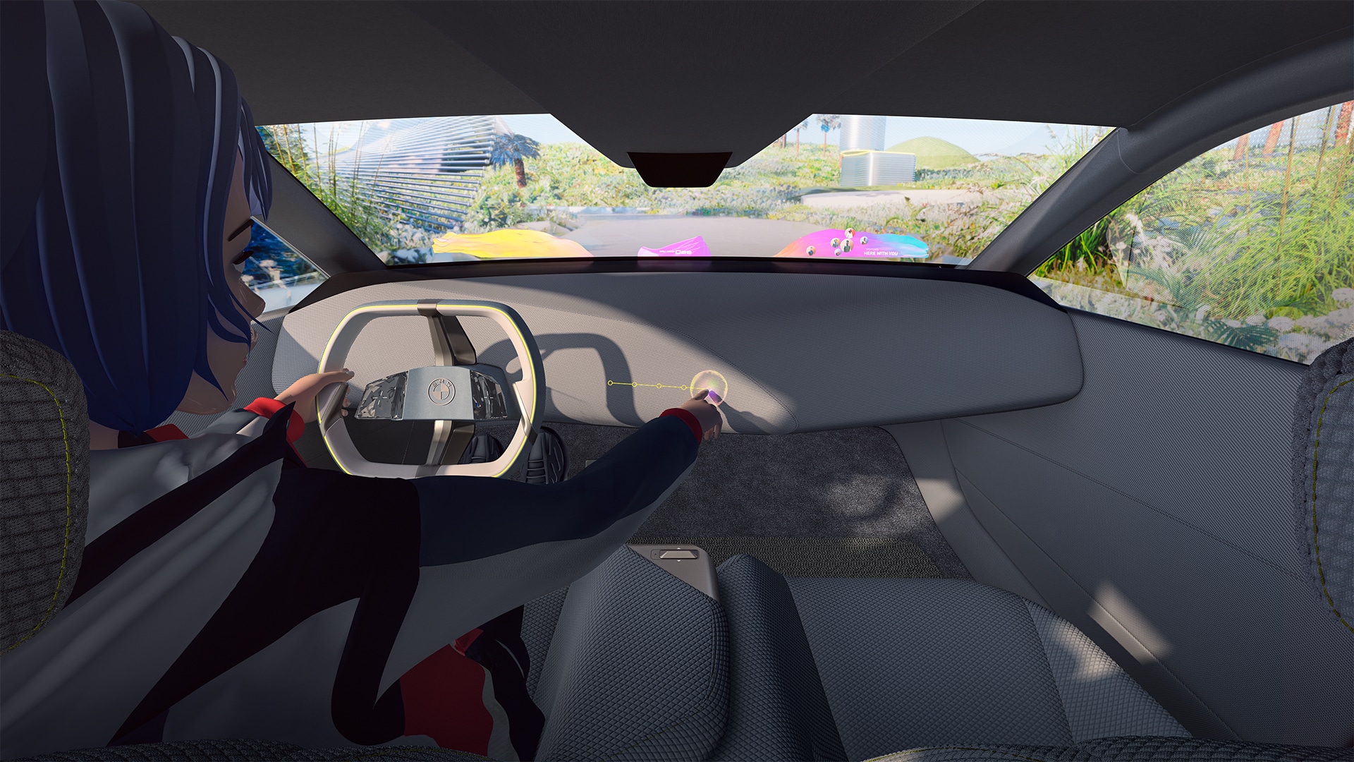 The BMW Reality Slider in action: Dee allows you to jumpt through four different layers of reality, from ours to the fully immersive Virtual World experience.